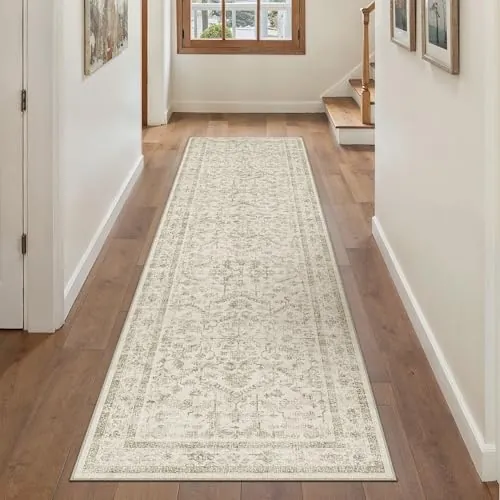 PureCozy Alfombra Pasillo 60x240cm Beige Lavables en Lavadora