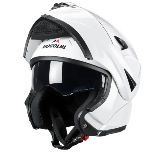 Casco Integral de Moto, Casco Modular, para Hombre y Mujer, con Viseras Dobles, Certificación ECE 22.06, Negro Mate (Blanco, S)