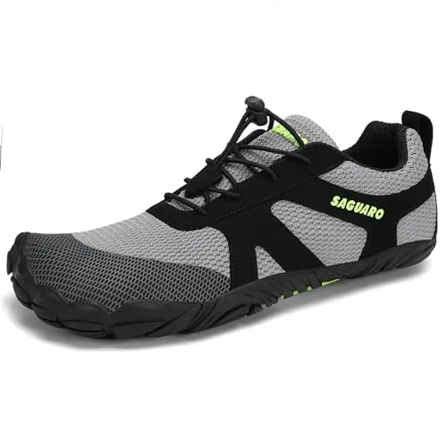 SAGUARO Zapatillas Barefoot Hombre Mujer Zapatillas Minimalistas Zapatos Barefoot Calzado Minimalistas Zapatillas de Trail Running Barefoot Shoes para Zero Drop Suela Acorazado Gris,Gr.44