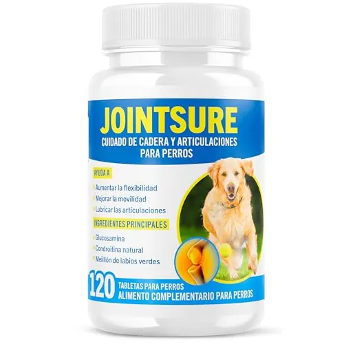 JOINTSURE Condroprotector Perros I con gran concentración de mejillon labios verdes, glucosamina y condroitina natural I suplemento antiinflamatorio para articulaciones I 120 comprimidos