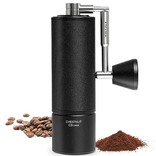 TIMEMORE Chestnut C3s MAX, Molinillo de Café Manual, Cuerpo Todo Metal Integrado, Molinillo de Café Manual con Mango Plegable, para Espresso a Prensa Francesa, Negro
