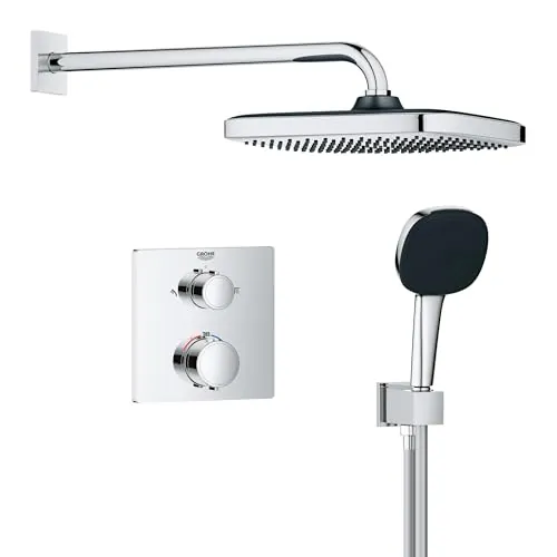 GROHE Precision 250 - sistema de ducha empotrado (2 tipos de chorro, caja de instalación universal, flexo de ducha 1500mm), angular, cromo, 34882000