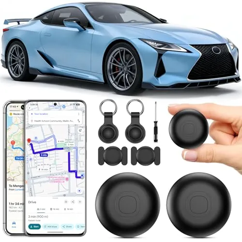Localizador GPS para Coche, 2 PCS Air Tracker Android y iOS Localizador de Objetos Bluetooth, Magnético GPS Tracker Tag Rastreador Magnético Oculto para Coches Sin cuota mensual para Llaves,Cartera