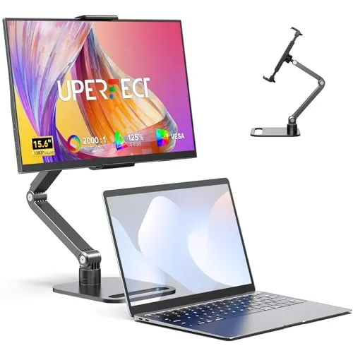 UPERFECT Monitor Portátil con Soporte Metálico Plegable, 15.6" 125% sRGB