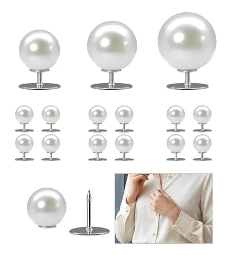 GrueGard Broches para Ropa Mujer, Botones Perla sin Coser Camisa Decorativos Blancos, Pearl Buttons para Blusas Broche (White, Mixed Size*12)