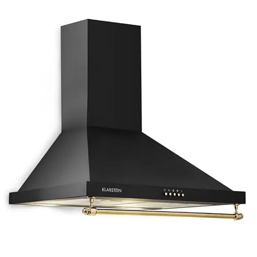 Klarstein Montblanc - Campana extractora de pared, 3 niveles, Extracción hasta 610 m³/h, Potencia 165 W, Juego montaje incluido, Tubo salida de aire, Ancho 60 cm, Filtro de aluminio, Luz LED, Negro