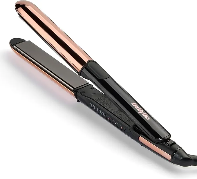 BaByliss Plancha Straight And Curl Brilliance – Alisa y Ondula, Placas de titanio, Tecnología iónica, Calentamiento Rápido en 15 s, Diseño curvo, Peinado fácil, 5 temperaturas hasta 235°C, ST482E