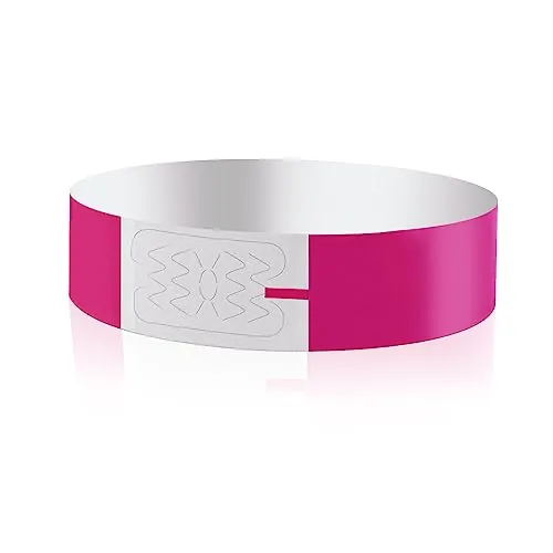 Vicloon Pulseras de Papel, 100pcs Pulsera de Identificación, Pulseras de Entrada para Control y Seguridad Eventos, Fiestas, Festivales, Parque Acuático, Viajes(Rosa)