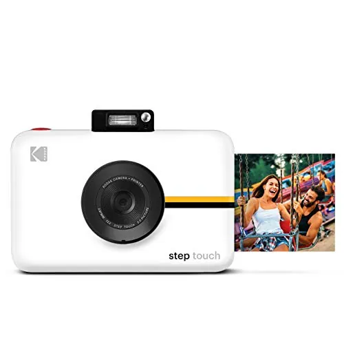 KODAK Step Touch | Cámara digital de 13 MP e impresora instantánea con pantalla de 3,5", vídeo de alta definición, zoom óptico de 10x, suite de edición, Bluetooth y tinta cero ZINK. | Blanco