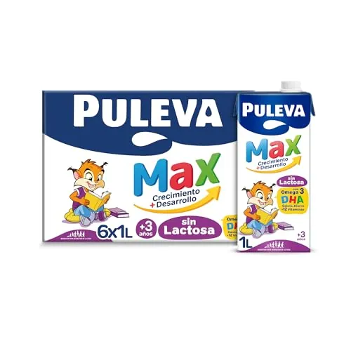Puleva Max Sin Lactosa Leche De Crecimiento Y Desarrollo +3 Años Pack 6x 1l