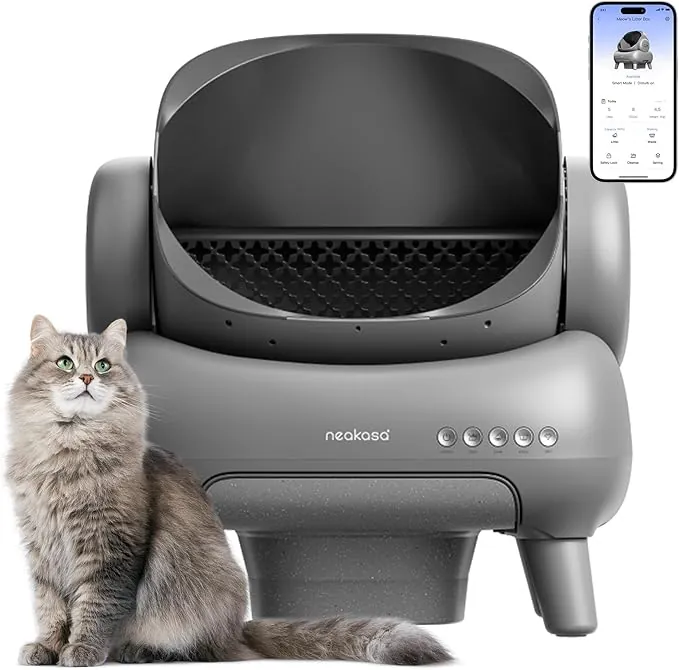 Neakasa M1 Arenero Gatos autolimpiable con diseño Abierto, Capacidad XXL, Control por App, Seguro, Limpieza rápida, sin olores e higiénico, Adecuado para hogares con Varios Gatos, Gris