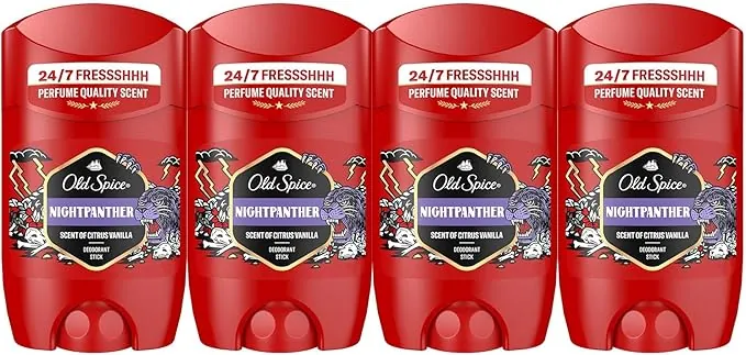 Old Spice Night Panther Desodorante En Barra Para Hombres 4x50ml, Fresco 24 Horas, Todos Los Días Con Uso Diario, Perfume Duradero, Fragancia Excepcional, Protección Contra El Mal Olor