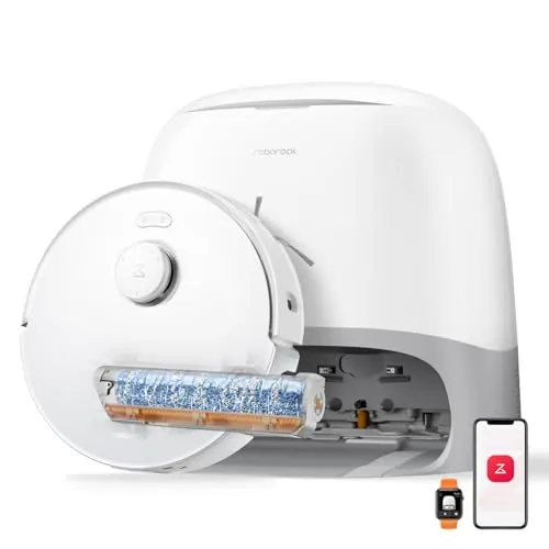 roborock Qrevo Curv 2 Flow Robot Aspirador con Rodillo Extensible de 270 mm, Refresca Mopa Siempre, Succión de 20000 Pa, Sistema Doble Antienredos, Estrategia para Alfombras Inteligente, Autovaciado