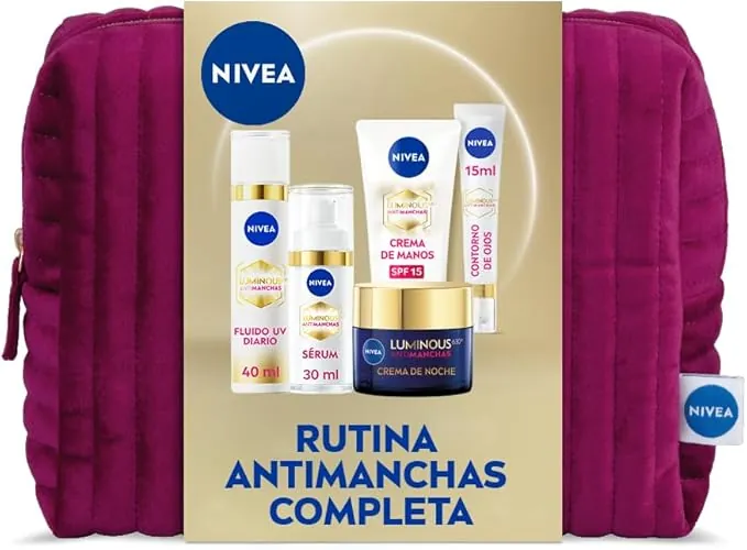 NIVEA Cellular Luminous630 - Pack de Regalo Tratamiento Completo Antimanchas - Día 40 ml, Noche 50 ml, Sérum 30 ml, Contorno de Ojos 15 ml y Manos 50 ml - Todo Tipo de Piel