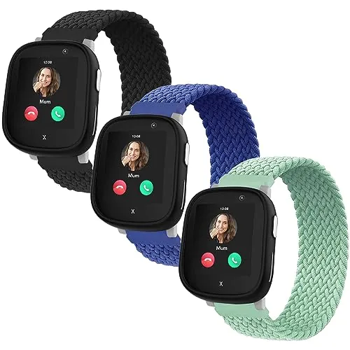 3 pulseras de nailon trenzado compatibles con pulsera Xplora X6 Play, bandas de repuesto suaves trenzadas para niñas y niños Xplora X6 Play, XXS, Sin gemas