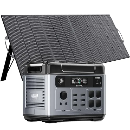 OUKITEL P2001 Pro 3200W (pico de 6400W) Con panel solar de 400W, generador solar de 2048Wh con batería LiFePO4,carga rápida de CA de 1800W, estación de energía portátil para camping y autocaravanas