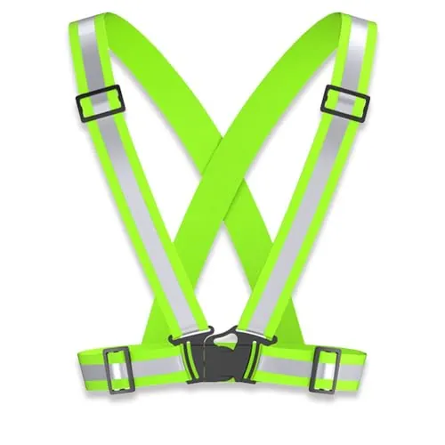 Sufune 1 Piezas Verde Fluorescente Chaleco Reflectante.Alta Visibilidad Tirantes Reflectantes de Seguridad Elástica Ajustable, Accesorios de Seguridad, per attivitdall'aperto,Corsa