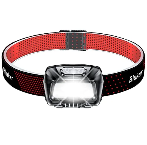 Blukar Linterna Frontal LED Recargable, 2000L Linterna Cabeza Supebrillante | con Control de Sensor & Luz Rojo - 6 Modos, IPX5 Impermeable, 30 horas de Funcionamiento para Camping, Correr etc.