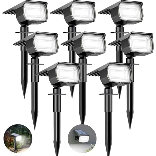 btfarm 8 Paquete Luces Solares LED Exterior Jardin, 72LED Focos Exterior