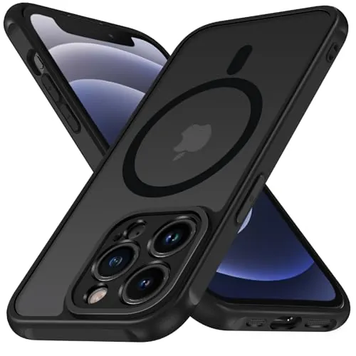 ivoler Funda Magnética para iPhone 12 Pro MAX 6.7 Pulgadas, Compatible con MagSafe, [Protección Lente Cámara] Carcasa Protectora Antigolpes Translúcida Mate Trasera Fina Silicona Anti-Choques Case