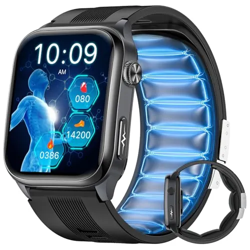 FOSMET S101 Reloj Inteligente Hombre Presión Arterial, 24H ECG HRV, Negro