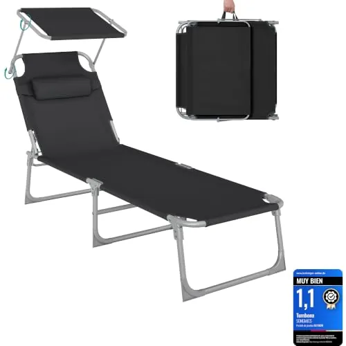 SONGMICS Tumbona Reclinable, 193 x 53 x 29 cm, Carga de 150 kg