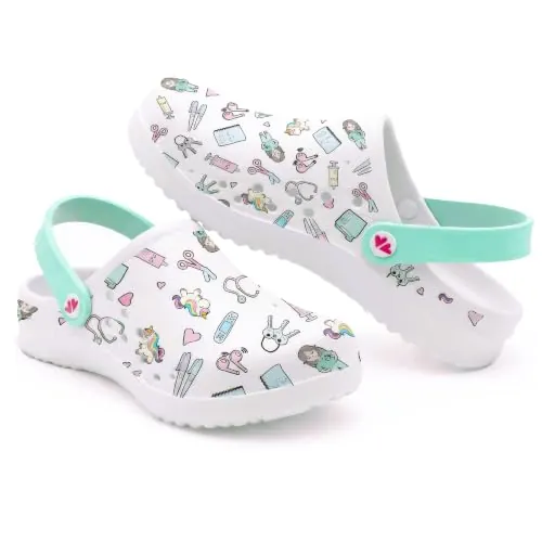 Nurse is Love Zuecos Mujer - Zuecos EVA Ligeros, Calzado Casual de Moda | Regalo Original para Ella | Estampado Unicornio - Aqua 38