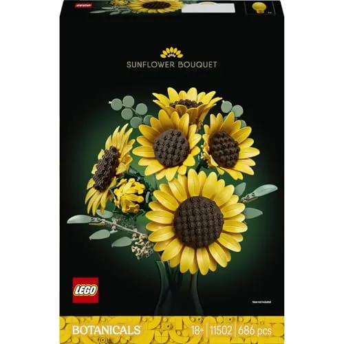 LEGO Botanicals Ramo de Girasoles 11502 | Set para adultos, girasoles y tallos de eucalipto, flores artificiales de decoración, regalo de cumpleaños, 686 piezas