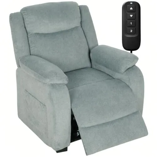 HOMCOM Sillón Relax Reclinable Eléctrico de Lino Asiento con Muelles Verde