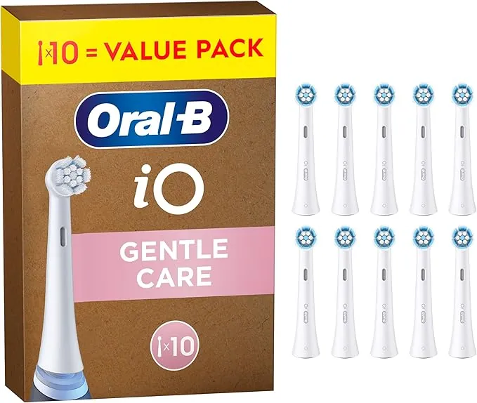 Oral-B Series iO Gentle Care Cabezales De Recambio Originales, Pack de 10 Recambios Blancos Para Cepillos De Dientes Eléctricos Oral B iO, Cepillado Suave, Apto Para Encías Sensibles