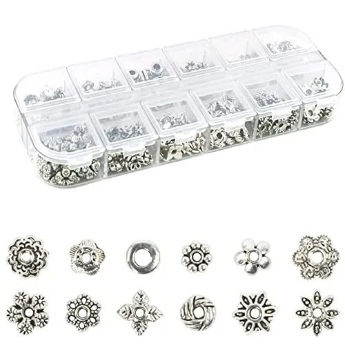 Srup 360 Piezas Cuentas Espaciadoras Aleación Tibetana, Abalorios Espaciadores Mixtos, Tibetano Cuentas Espaciadores, para Pulsera, Collar, Pendientes, Suministros para Hacer Joyas