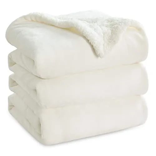 Bedsure Manta Sofá Polar Invierno - Sherpa, Crema, 220x240 cm | Mantas para Cama, Mantas Grande Suave y Cálida para Sofá, Manta Borrego Polar Reversible de Franela y Borreguito, Acogedor