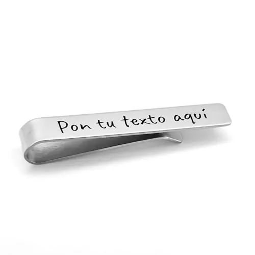 Clip pasador para corbata personalizable de acero inoxidable plateado, elegante sujetador de corbata con grabado laser, accesorio profesional para traje.