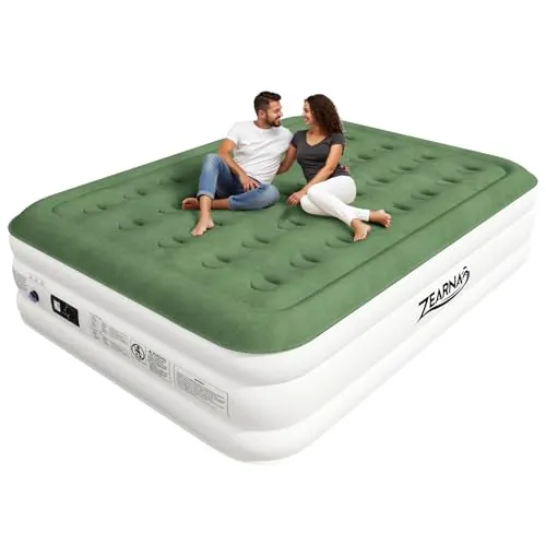 Zearna Colchón Hinchable,Cama Hinchable con Bomba de inflado incorporada Tan Solo 3 Minutos, Invitados o Uso en Casa, 203x152x40cm, Peso máximo:300KG, Cama Matrimonial (Queen 40cm)