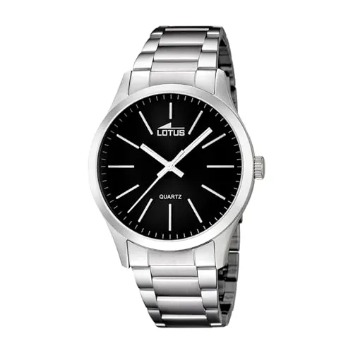 LOTUS Reloj Hombre Analógico de Acero Inoxidable 316l Plateado - Movimiento de Cuarzo - Cristal Mineral de Alta Resistencia - Resistente al Agua 5 ATM Clásico 15959/3 Minimalist