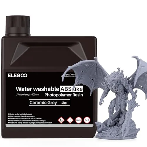 ELEGOO Resina ABS Like Lavable con Agua, 2 kg, Gris Arcilla