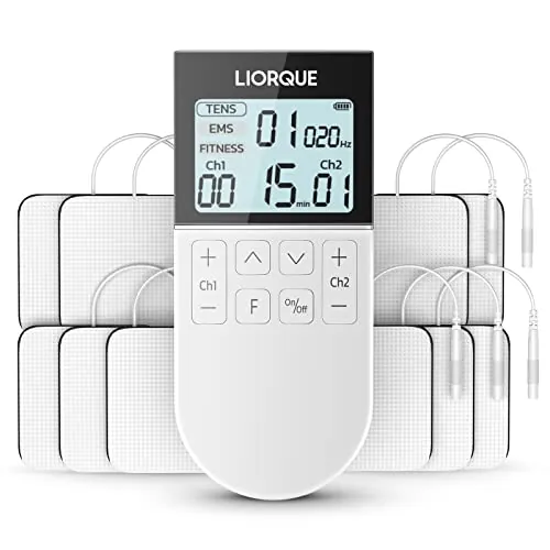 LIORQUE Electroestimulador Muscular, TENS/EMS/FITNESS 3 en 1, Blanco