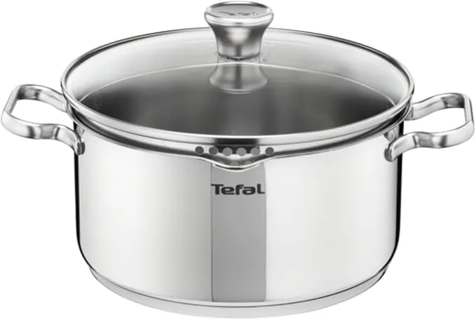 Tefal Duetto - Cacerola de 20 cm, Apto inducción, Thermo-Fusion, apto lavavajillas y horno, marcas de medición, acero inoxidable