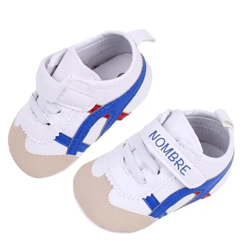 Zapatillas de Bebe 0-12 Meses Personalizadas - Deportivas niño y niña - Regalo Bebe - Incluye Bolsa de Transporte. (Azul, Sistema tallas calzado EU, Bebé, Números, mediano, 18)