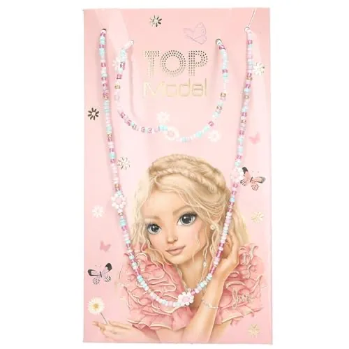 Depesche 13547 TOPModel Summer Feeling - Juego de bisutería con Collar y Pulsera elástica, Ambos Decorados con pequeñas Cuentas de Colores y Flores
