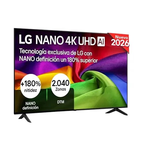 LG 55NU800B6LA - TV 55", Nano 4K UHD AI, Smart TV, WebOS 25 (Actualizable), Procesador Alpha 7 Gen9 AI, 144Hz, HDR10 y Dolby Digital Plus, Magic Remote, Alexa/Google Assistant, Negro
