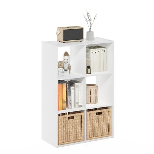 Furinno PELLI Estantería 7.6 X 5.1 Cm Organizador Cubo 30.5 X 61.2 X 90.9 para Sala Dormitorio Oficina Blanco
