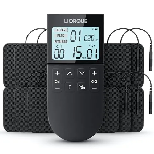 LIORQUE Electroestimulador Muscular, TENS/EMS/FITNESS 3 en 1, Negro