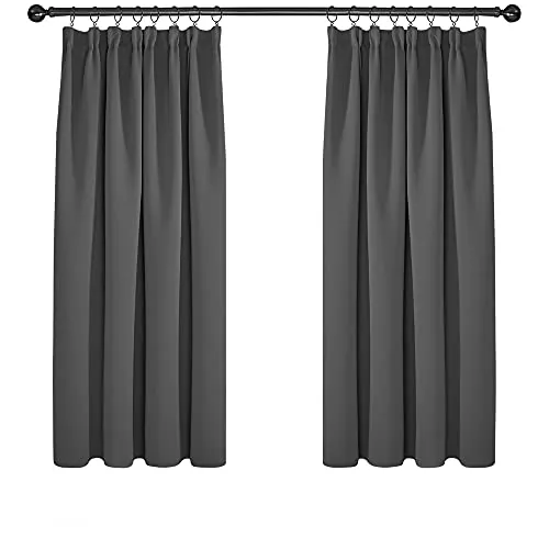 Deconovo Cortinas Opacas Térmicas, 2 Piezas, 117x138 cm, Gris Oscuro