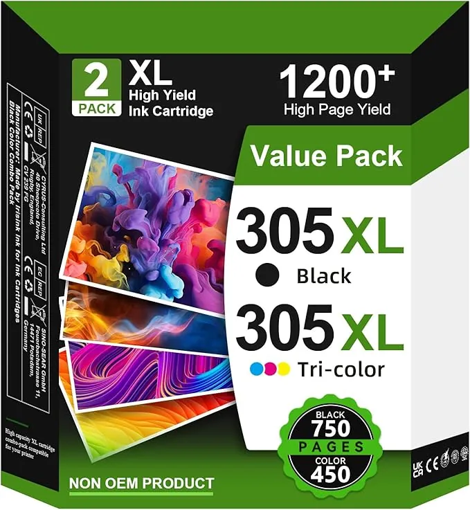 305XL Cartuchos de Tinta Remanufacturado para Tinta HP 305 XL, 305XL Cartuchos para HP DeskJet 2820e 2700 2720e 2722e 2810e 2800 Deskjet Plus 4100 4120e Envy 6000 6020e 6030e 6032e Envy Pro 6420 6430