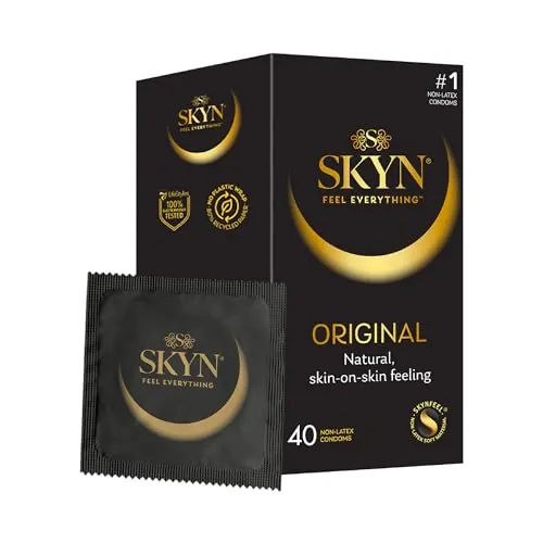 Preservativos SKYN Original (40 unidades) 100% sin látex, condones ultrasuaves compatibles con nuestros lubricantes