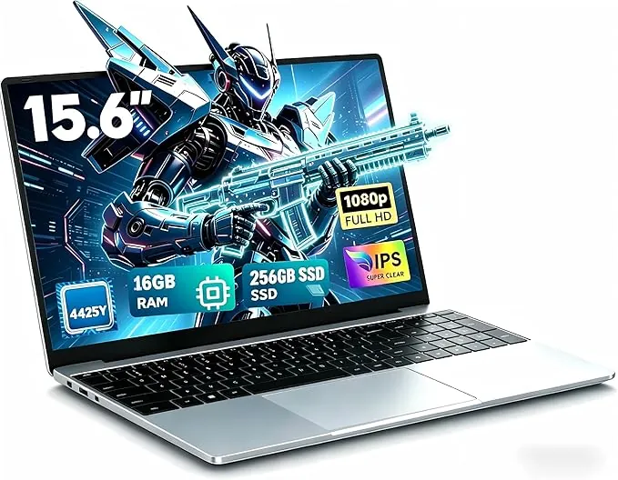 Ordenador portátil 16 GB RAM DDR3 256 GB SSD pc portátil 15,6 Pulgadas para Oficina procesador 4425Y (hasta 1,7 GHz), resolución Full HD 1920×1080, Win 11, Compatible con Wi-Fi 5 Bluetooth