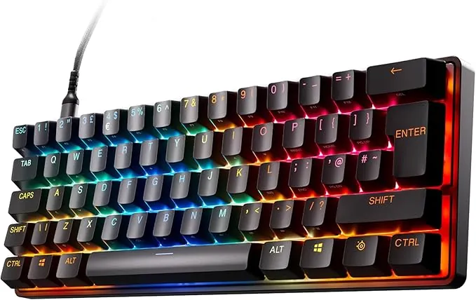 SteelSeries Apex Pro Mini Gen 3 Interruptores OmniPoint 3.0 - Accionamiento Ajustable - Rapid Trigger - Preajustes - Modo protección - Rapid Tap/SOCD - RGB - Teclas PBT - USB-C - Diseño UK QWERTY