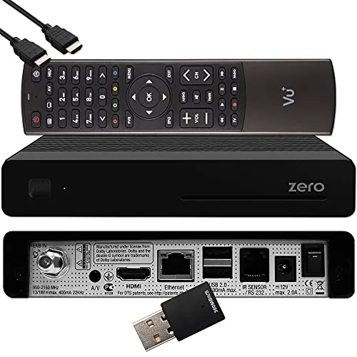 VU+ Zero HW Version 2-1 sintonizador DVB-S2 Full-HD E2 Linux Receptor, Youtube, Receptor satélite con función de grabación, Lector de Tarjetas, Multimedia, HDMI EasyMouse, lápiz WiFi 300Mbit, Negro