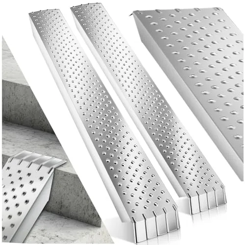 tectake® 2X Rampas para Coches, Set de 2 Rampas de Acero Galvanizado, Rampa para Moto, Bicicleta, Sillas de Ruedas, Carga 400kg, Antideslizante, Fácil Transporte, Almacenamiento y Limpieza (160 cm)
